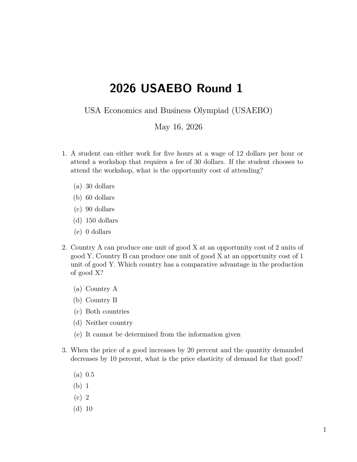 2026 USAEBO第1轮真题第1页试读